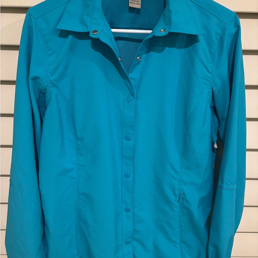 Duluth Trading Co Turquoise Button-Front Lightweight Jacket